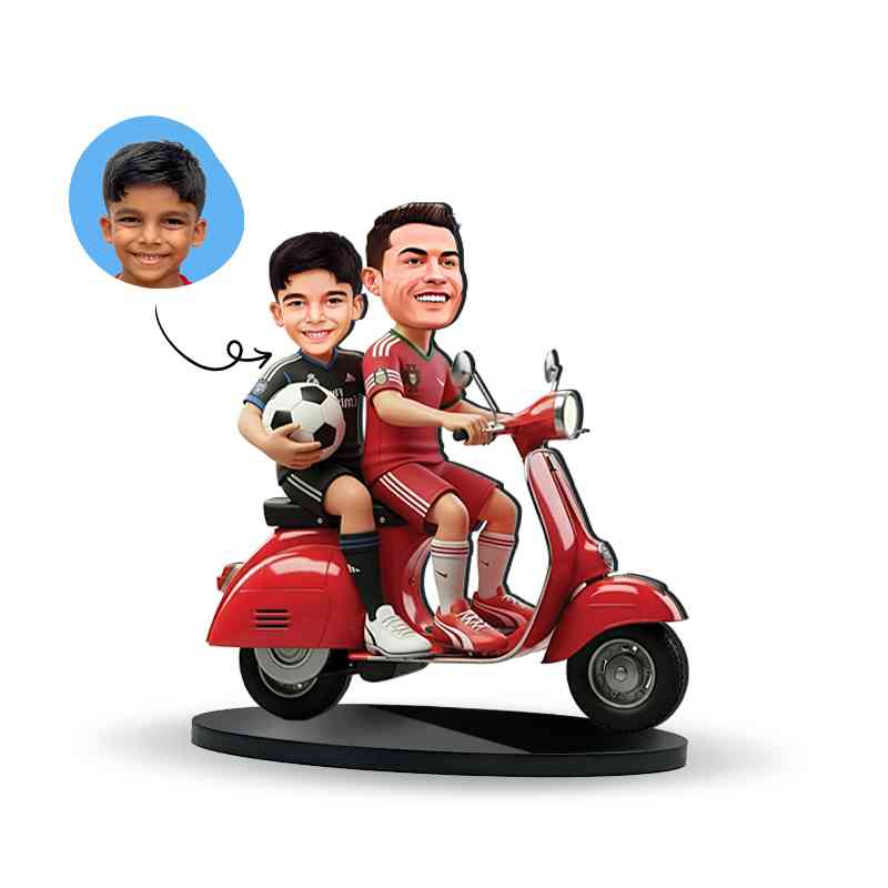 Boy with cristiano in scooter